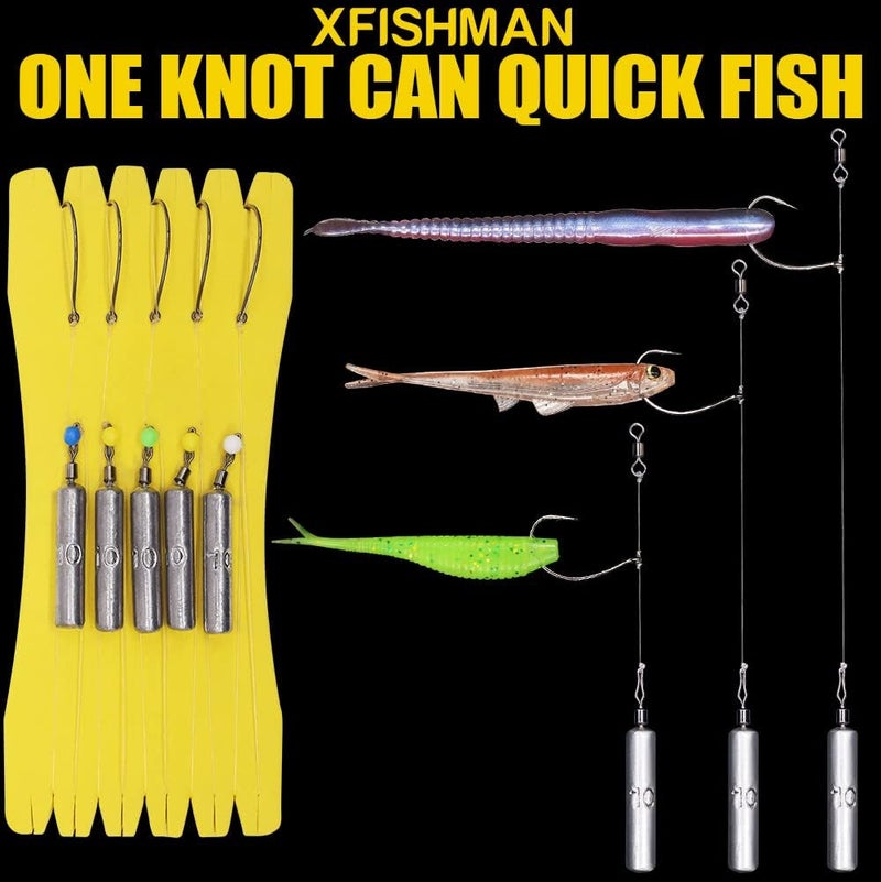 XFISHMAN Drop Shot Rigs for Bass Fishing Ready Rig with Hooks and Sinker Weights - Image 3